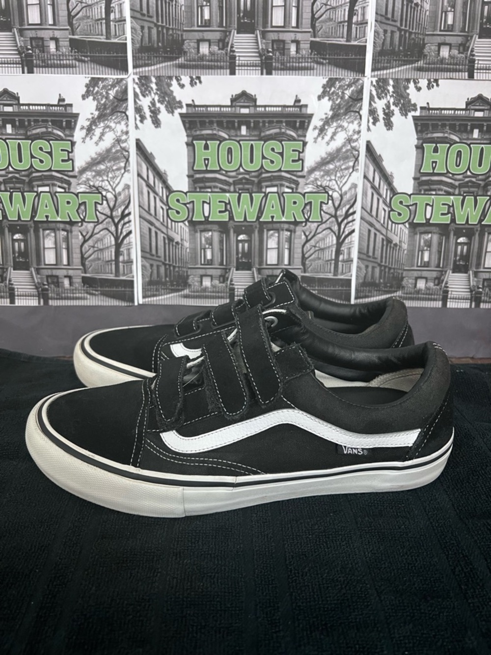 Vans Black & White Old Skool Velcro Skate Sneakers